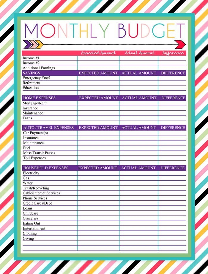 Monthly Budget Worksheet 2024 Ginni Justine