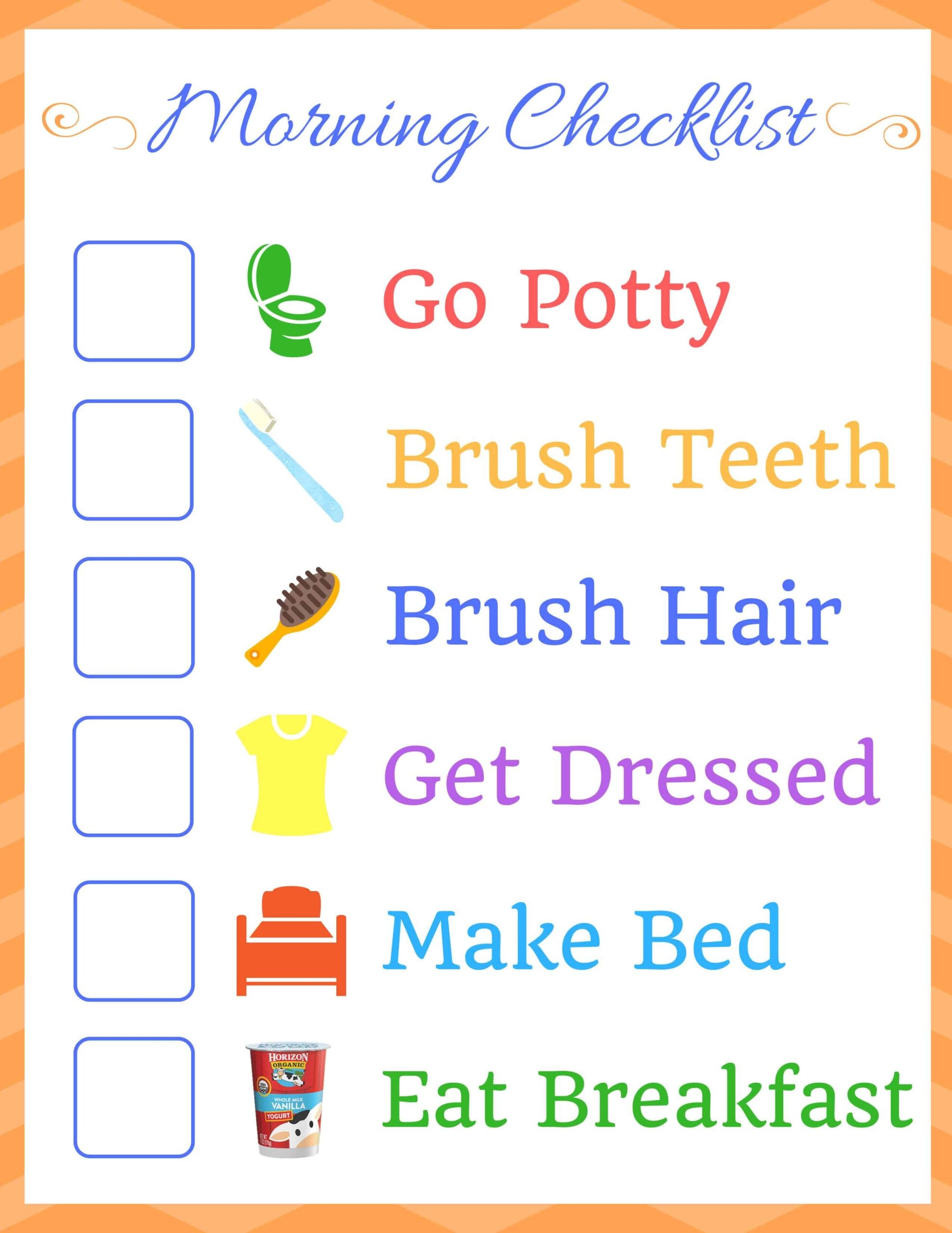 Morning Routine Checklist Kids Free Printable