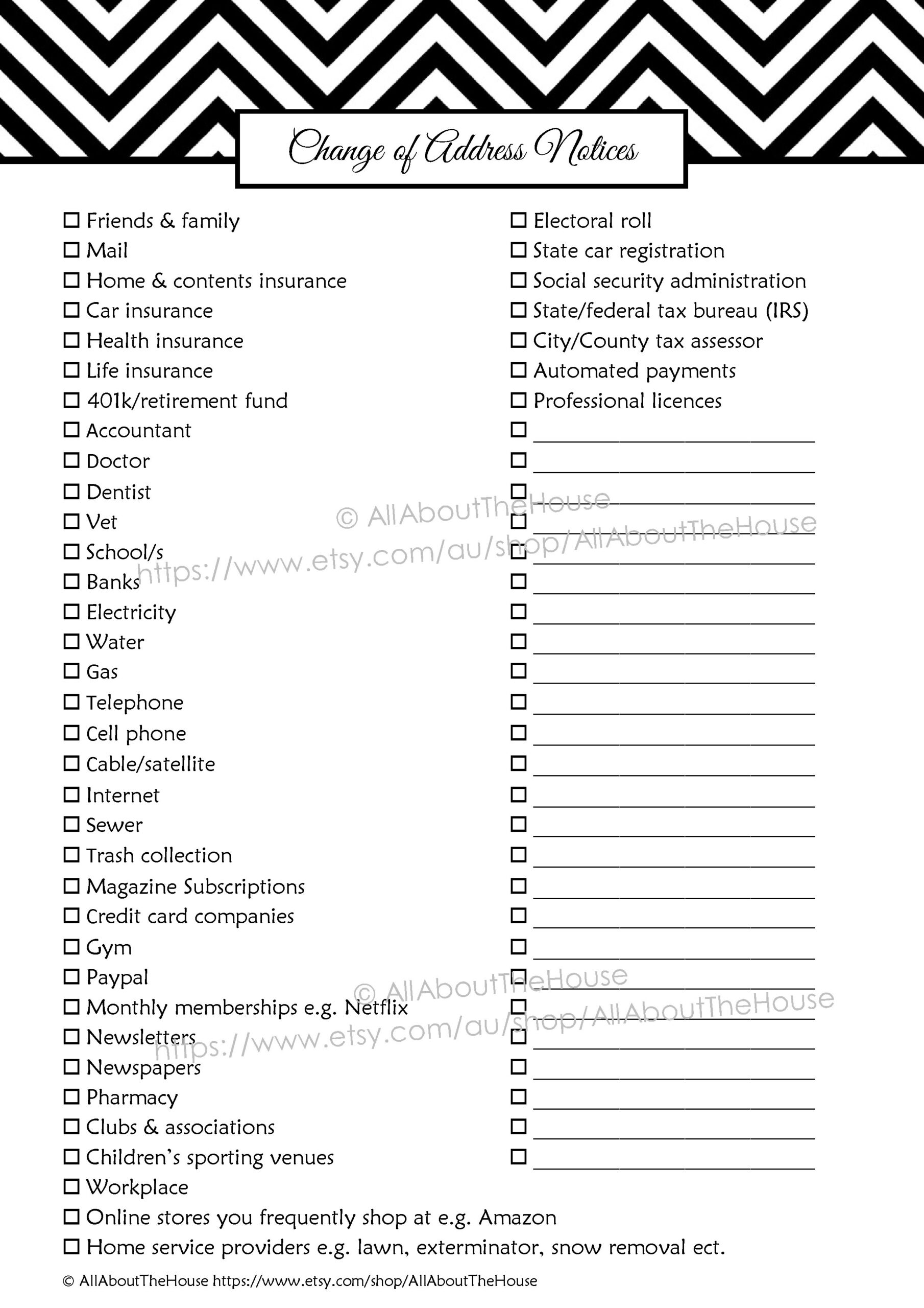Moving Change Of Address Checklist Printable Printable Word Searches Moving Change Of Address Checklist Printable Printable Word Searches