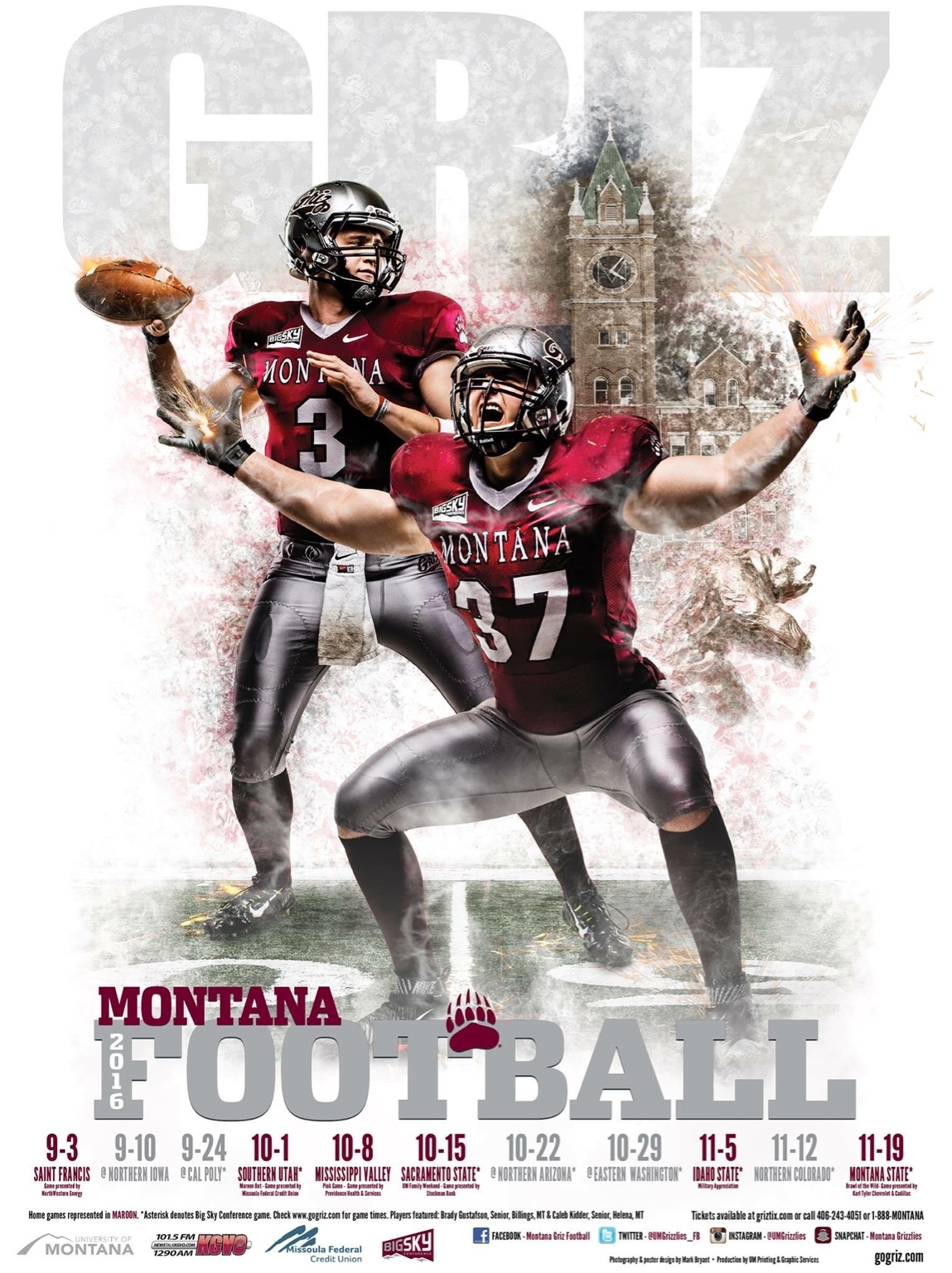 Montana Grizzlies 2025 Printable Football Schedule