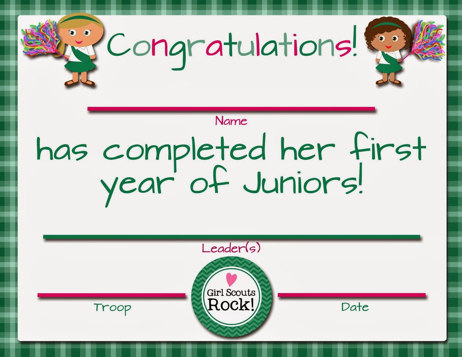 My Fashionable Designs Girl Scouts FREE Printable First Second Year 