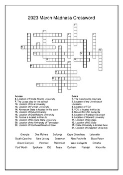 Ncaa Crossword Ncaa Teams Printable Crossword Puzzle