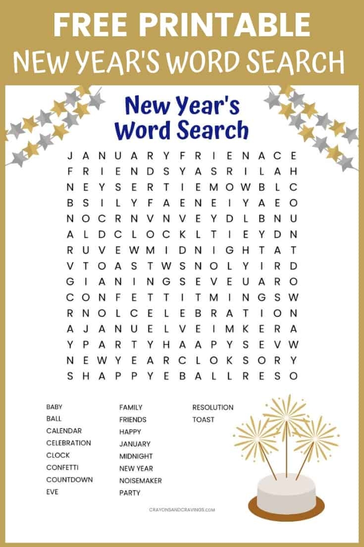 New Year 39 s Word Search Free Printable