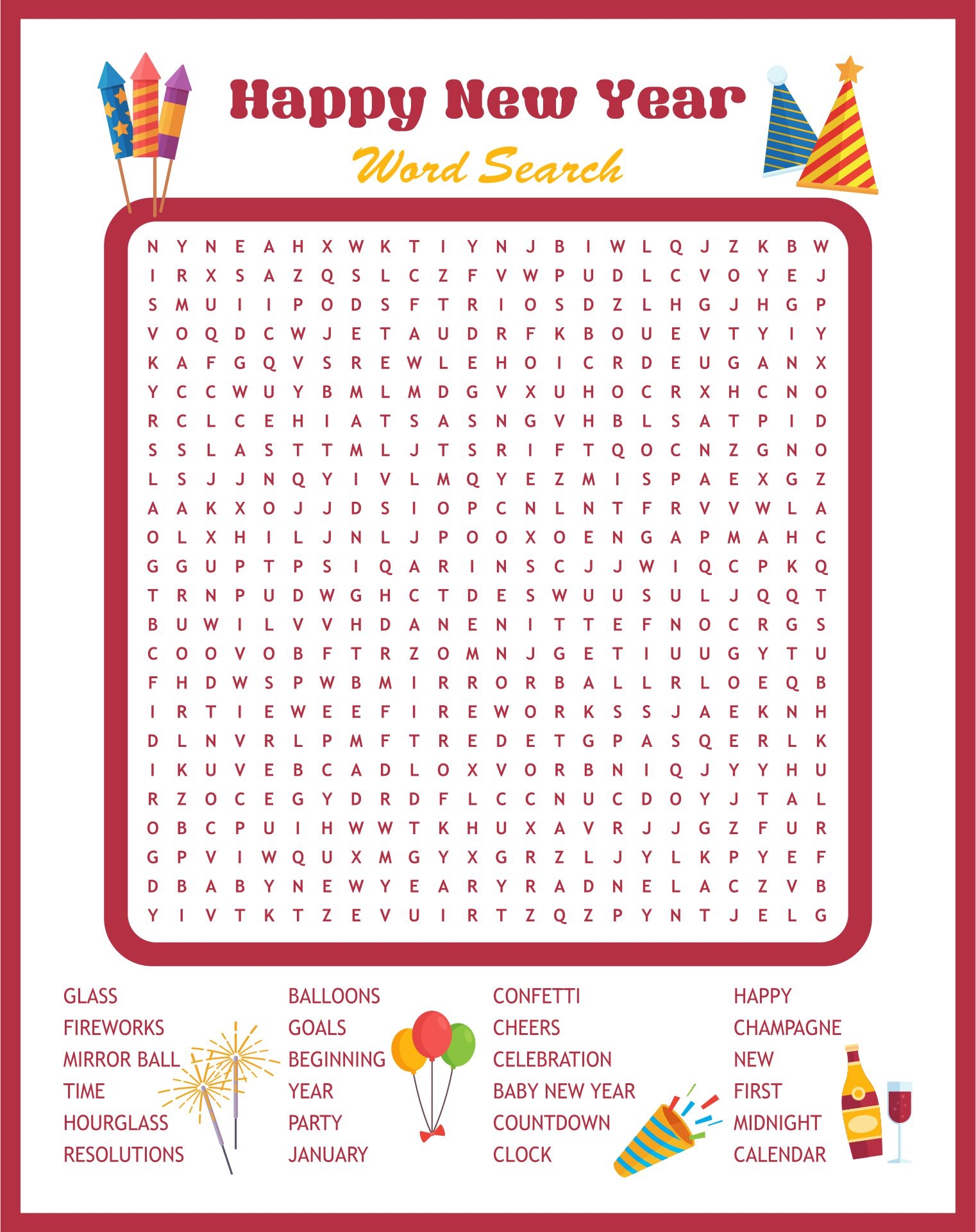 New Years Word Search Printable Printable Free Templates
