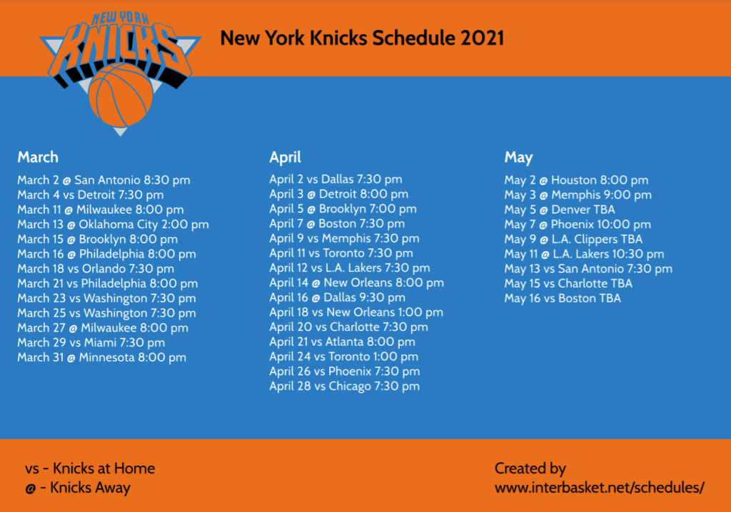 New York Knicks Basketball Schedule 2025 25 Neala Milissent