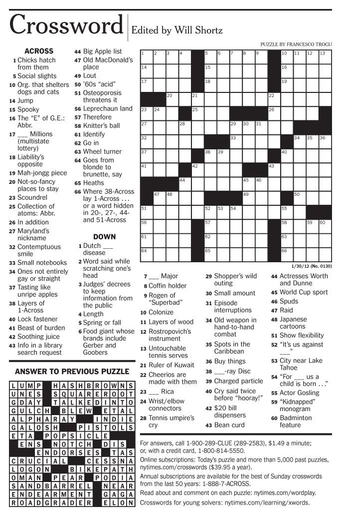 New York Times Monday Crossword Printable Free Free Templates Printable
