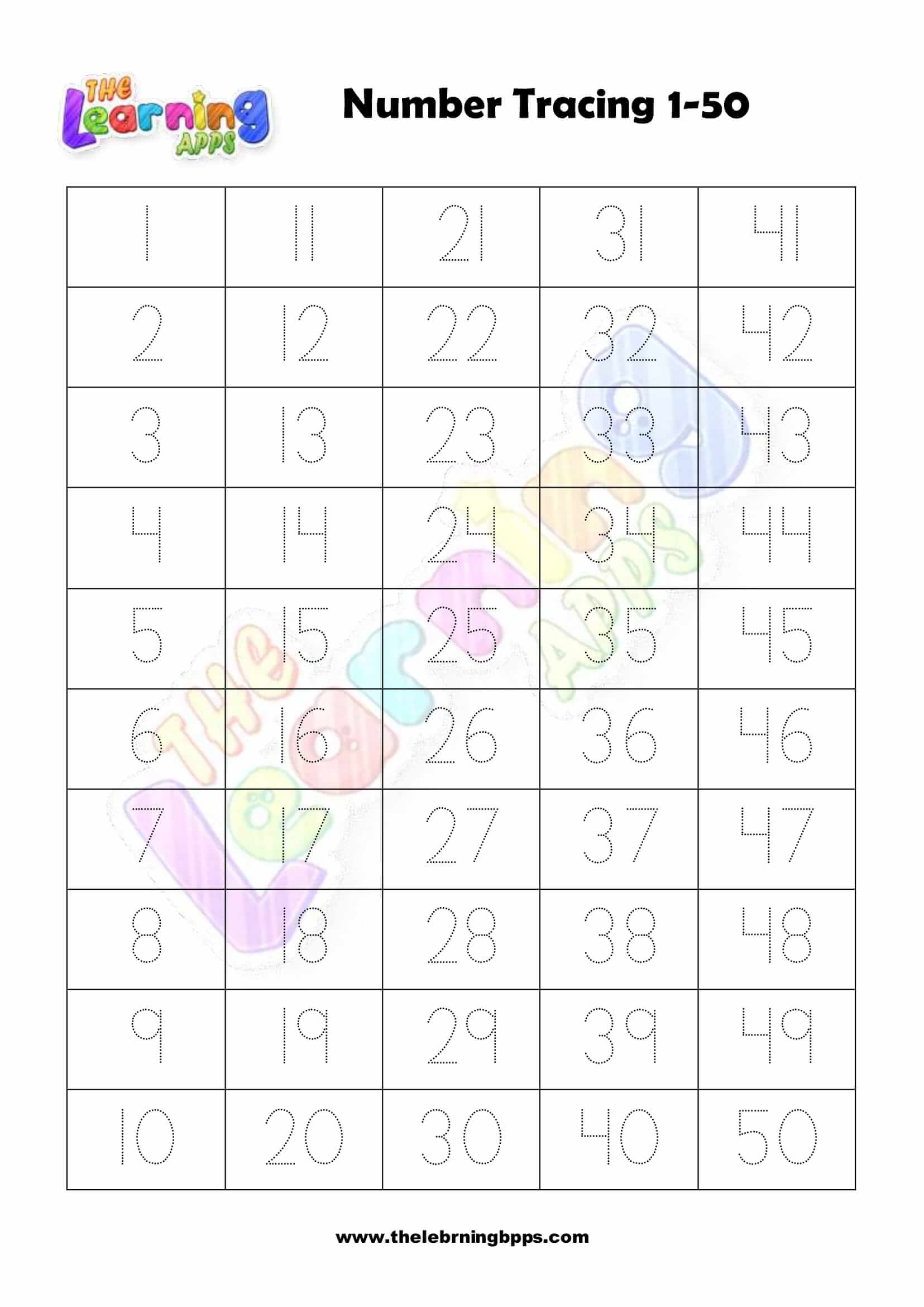 Numbers 1 50 Worksheet