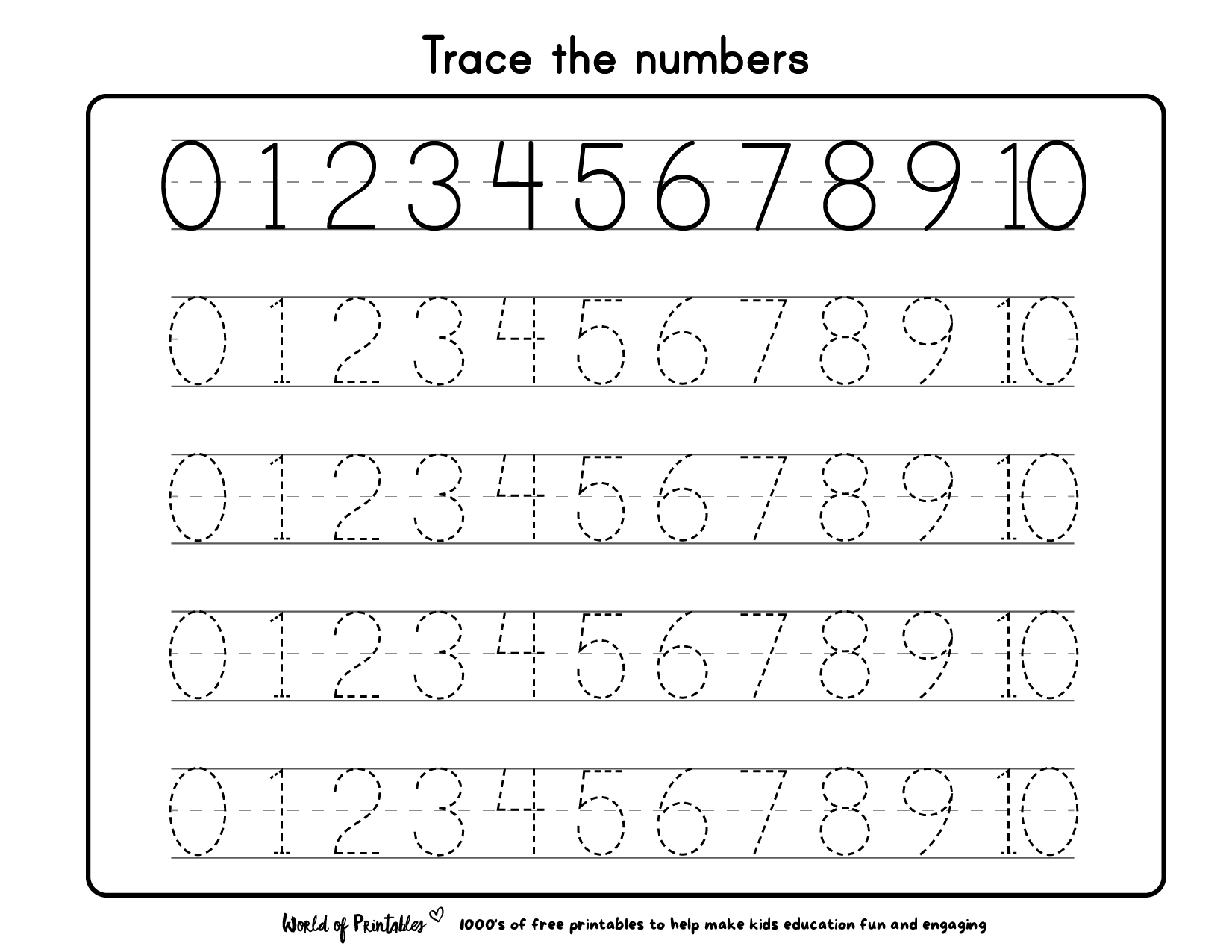 Numbers 1 To 20 Tracing Worksheet