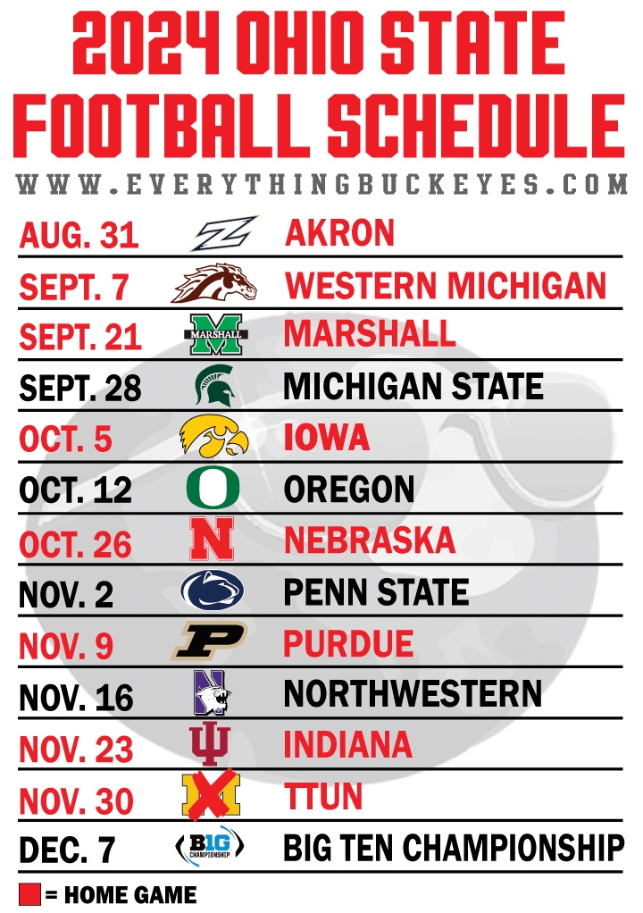 Ohio State Football Schedule 2025 Printable