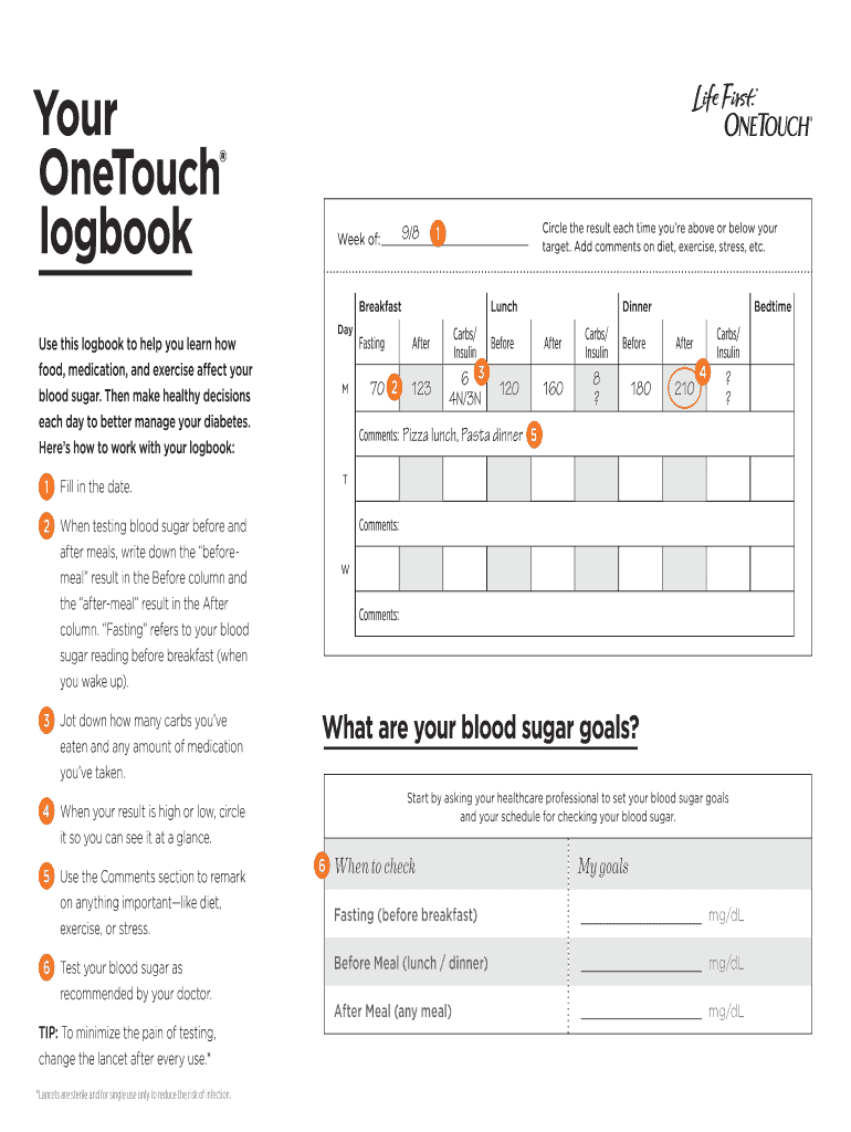 One Touch Logbook Pdf Fill Online Printable Fillable Blank PdfFiller