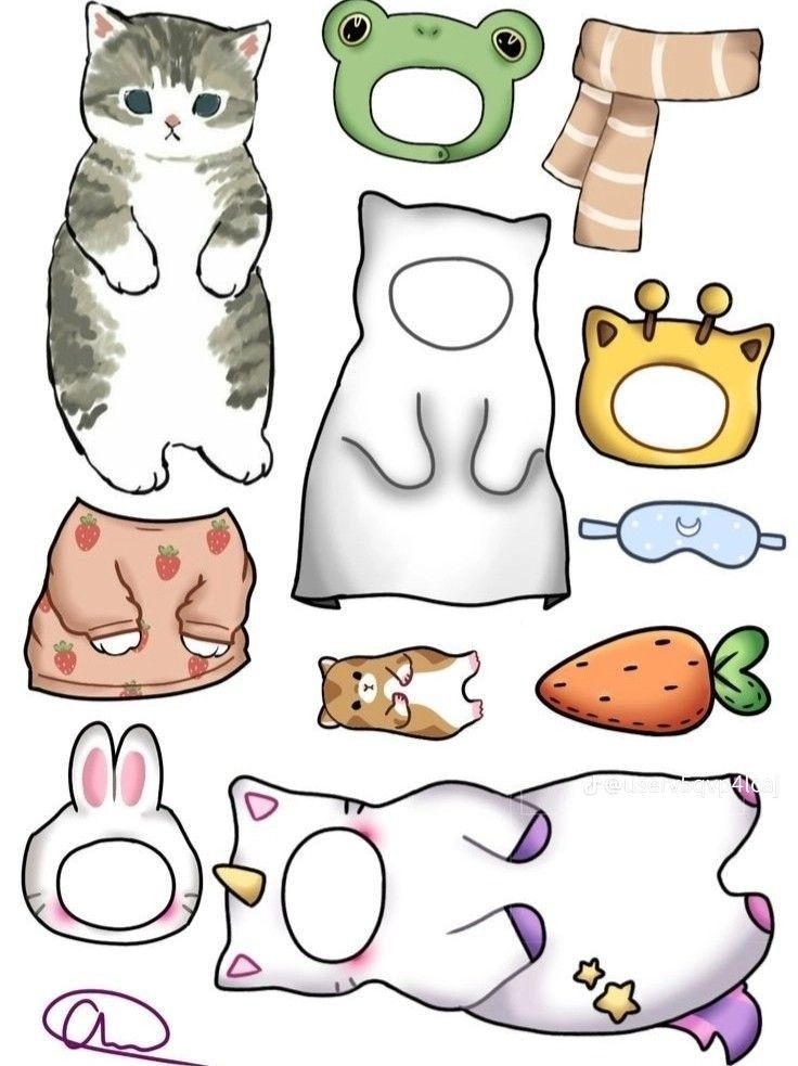 Paper Cat Printable Cute Cat Drawing