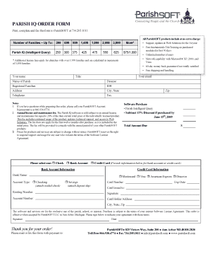 PARISH IQ ORDER FORM ParishSOFT Fill And Sign Printable Template Online