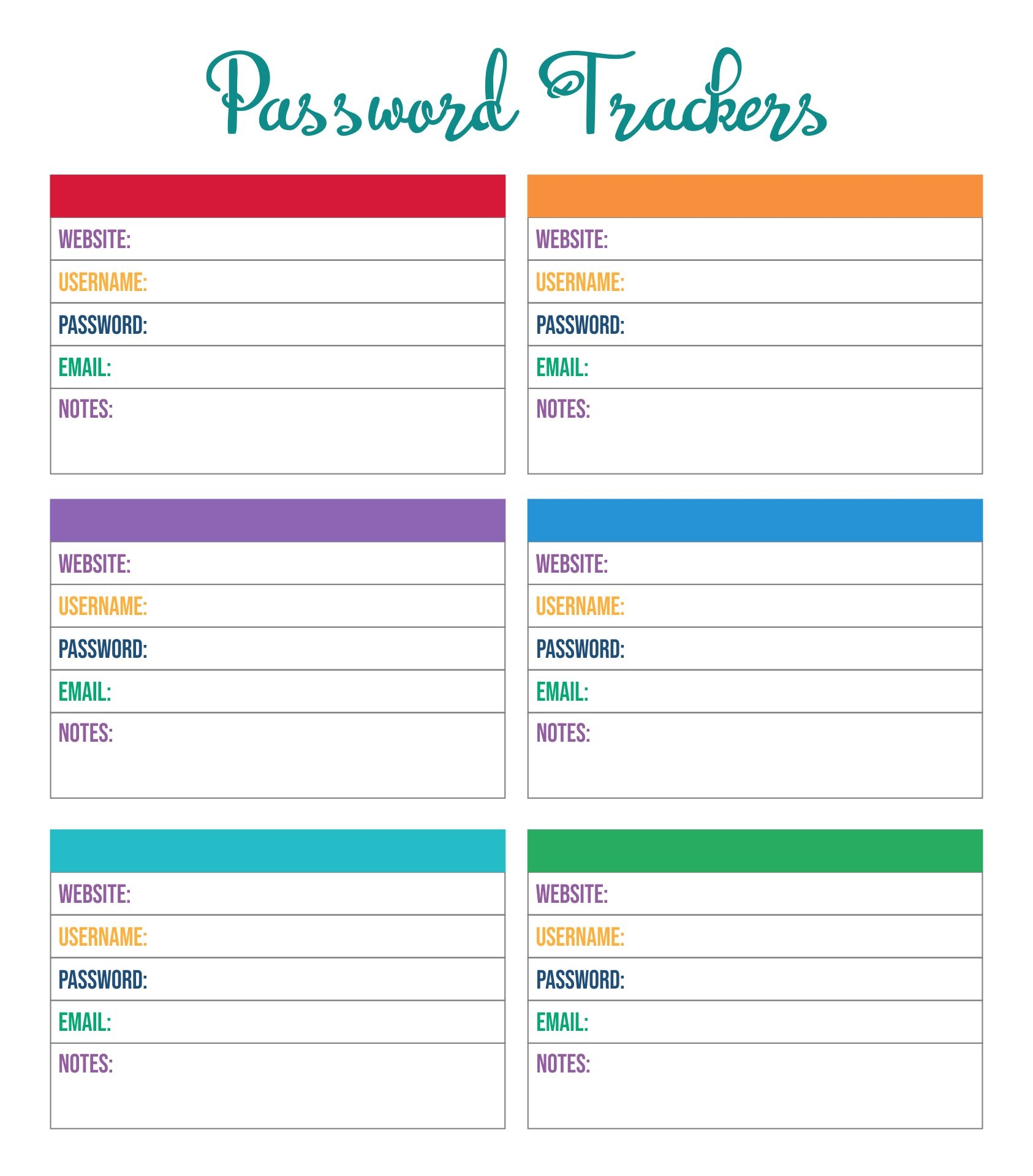 Password Organizer Worksheets 10 Free PDF Printables Printablee