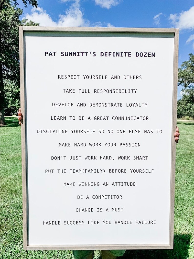 Pat Summitts Definite Dozen Sign Pat Summitts Sign Etsy