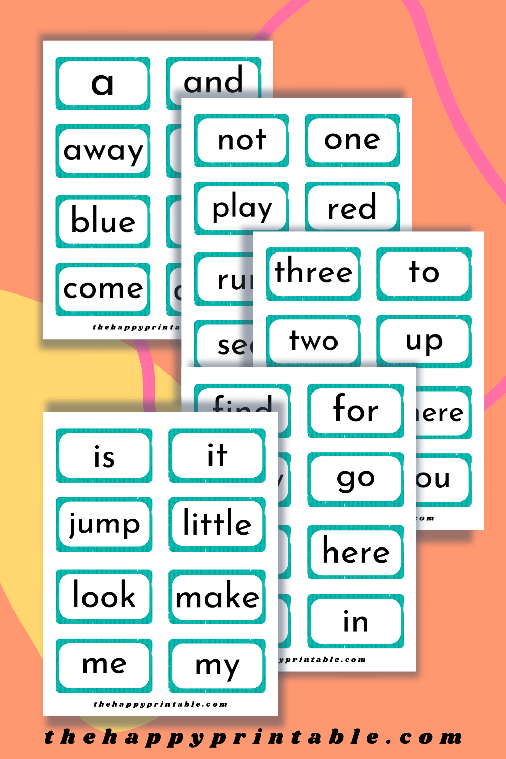 Pre Primer Sight Words Flashcards More The Happy Printable
