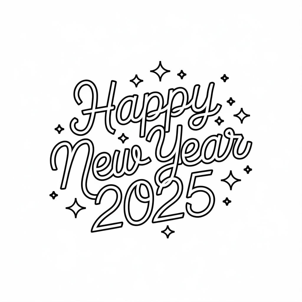 Print Happy New Year 2025 Coloring Page Download Print Or Color 
