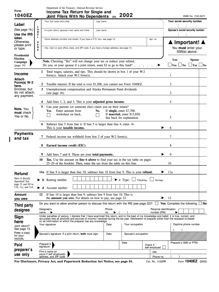 Printable 1040ez Form 2025 Roman Lawson