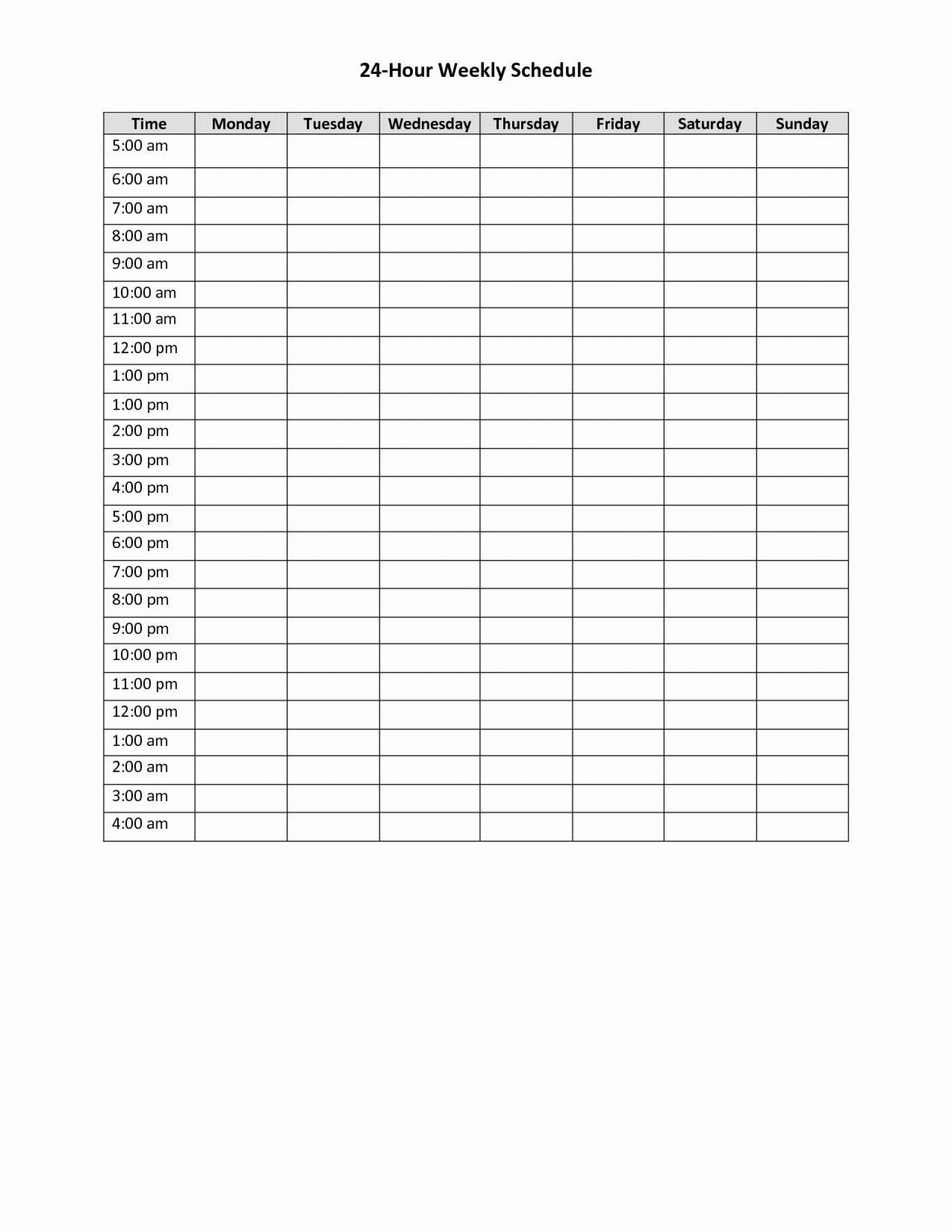 Printable 24 Hour Schedule Template Printable Templates