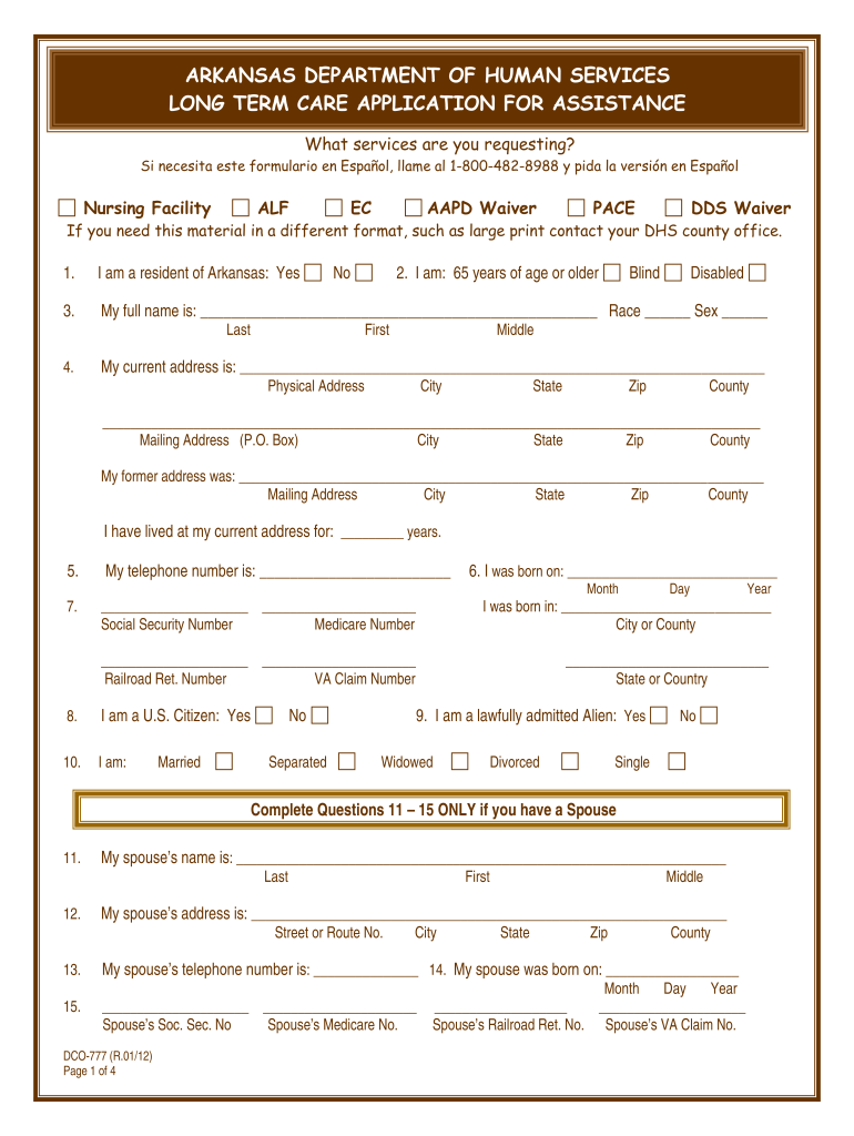 Printable Arkansas Dhs Form 7781 Printable Forms Free Online