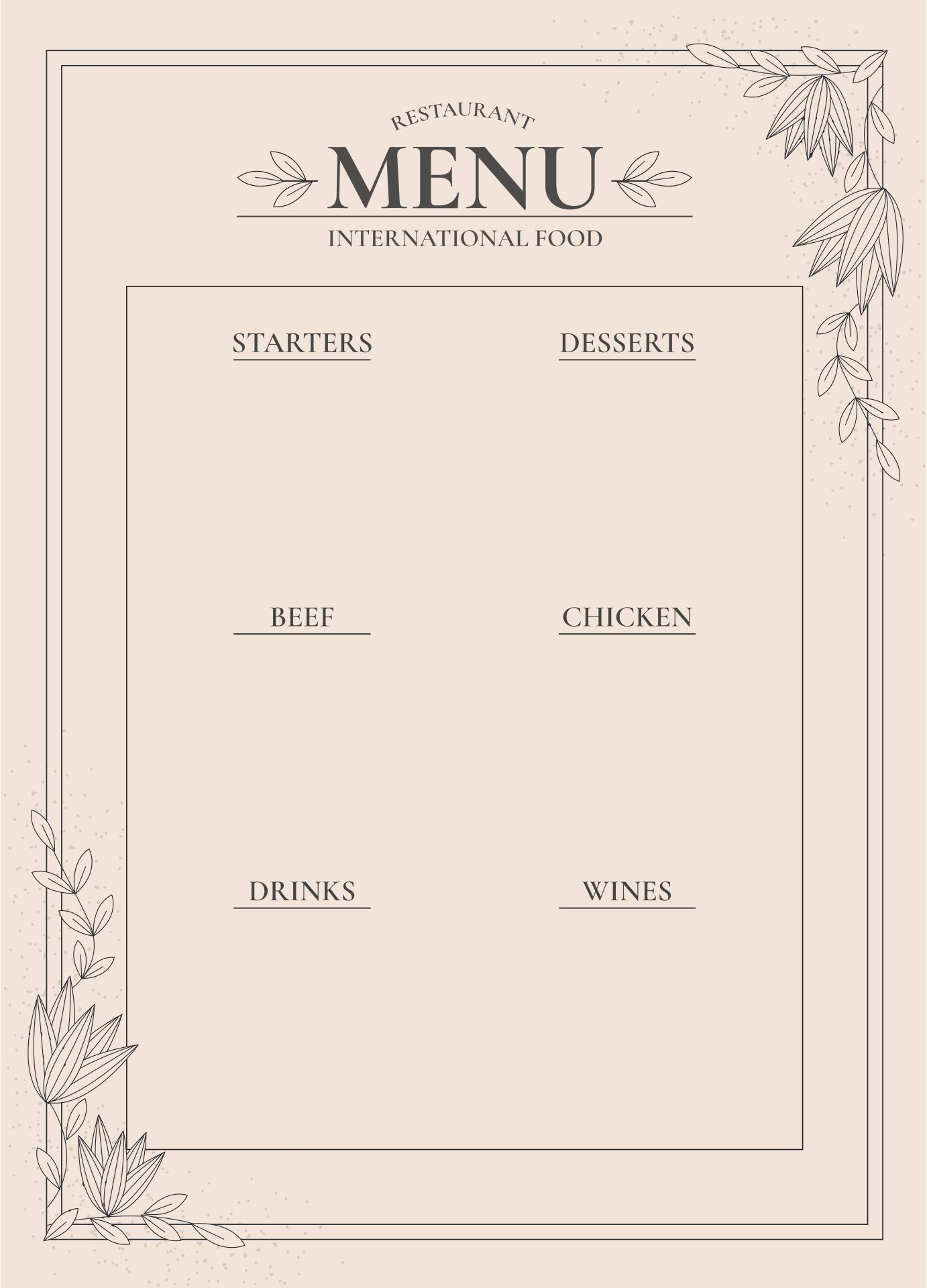 Printable Blank Restaurant Menus Printablee Menu Restaurant 