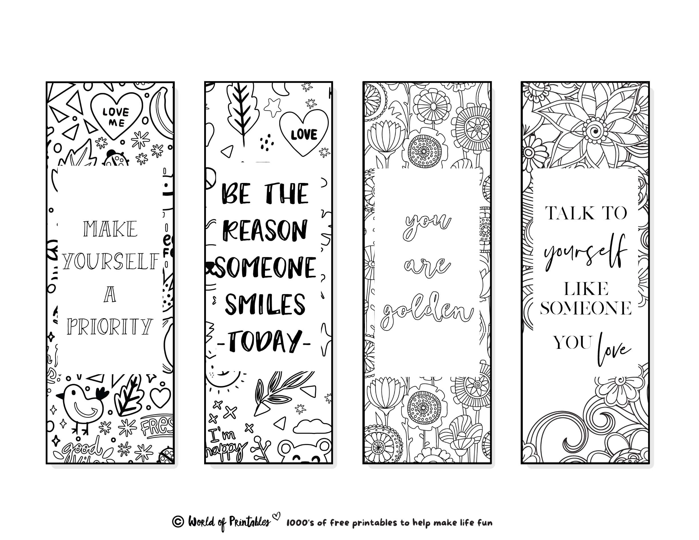 Printable Bookmarks Zendoodle Bookmarks Black And White Etsy Free 