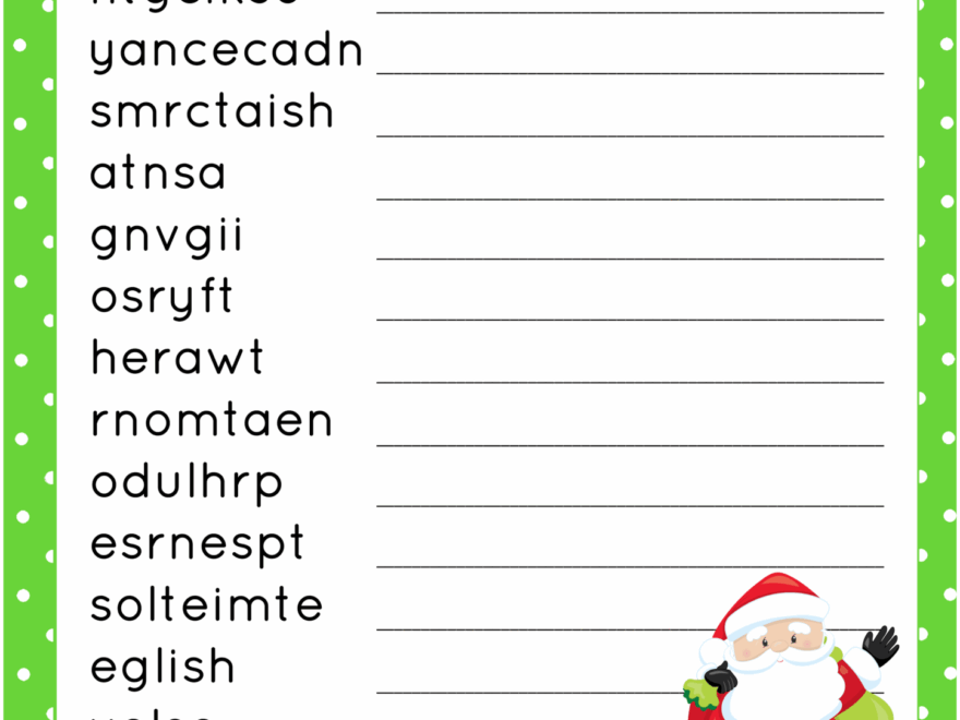 Printable Christmas Word Search Scramble