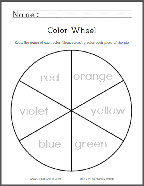Printable Color Wheel Worksheet Free To Print PDF File Primary And 