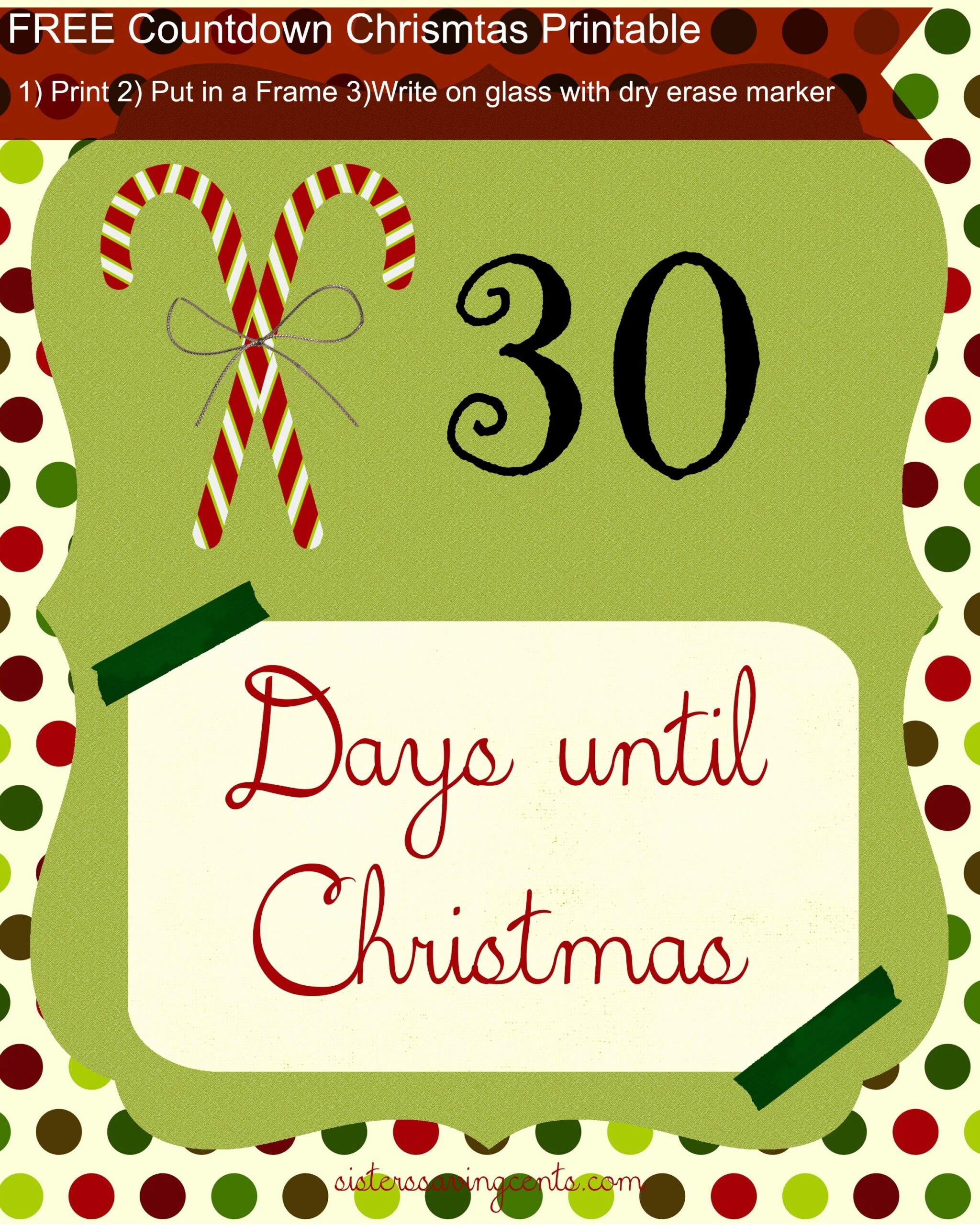 Printable Countdown To Christmas