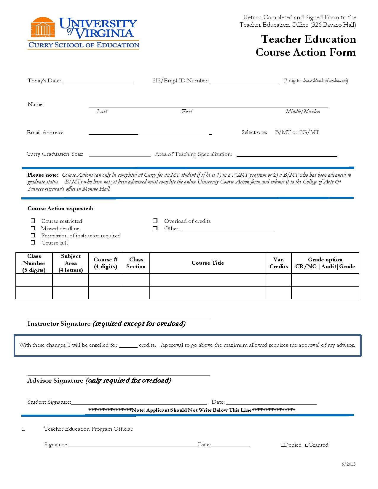 Uva Class Action Form Printable