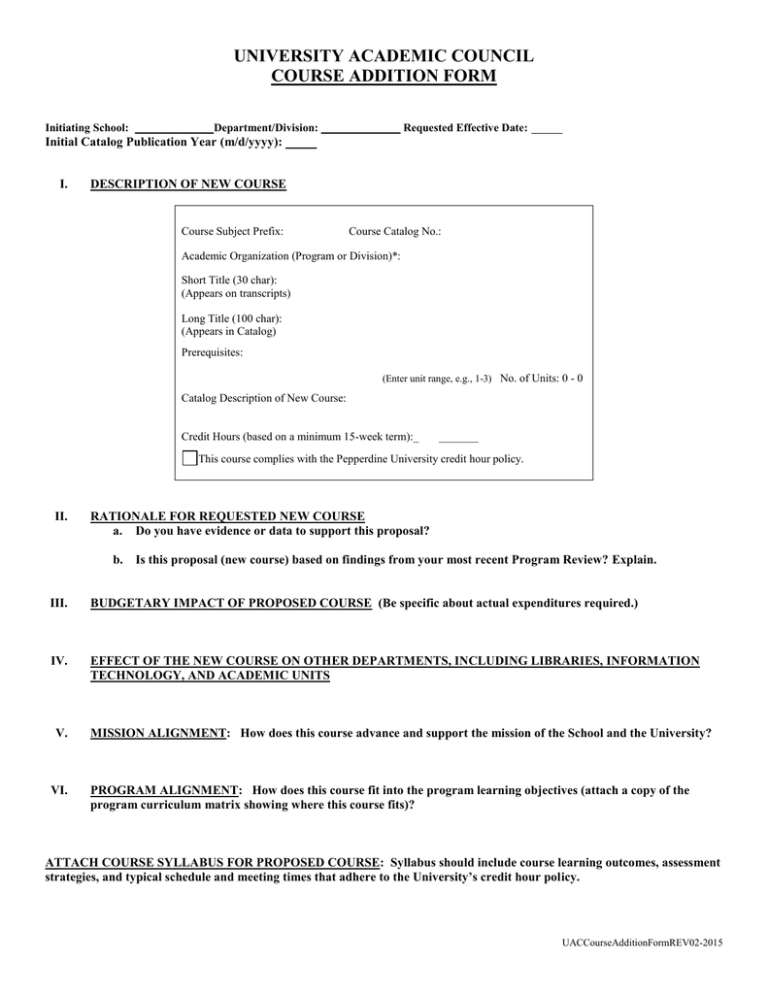 Printable Course Action Form Uva Printable Forms Free Online