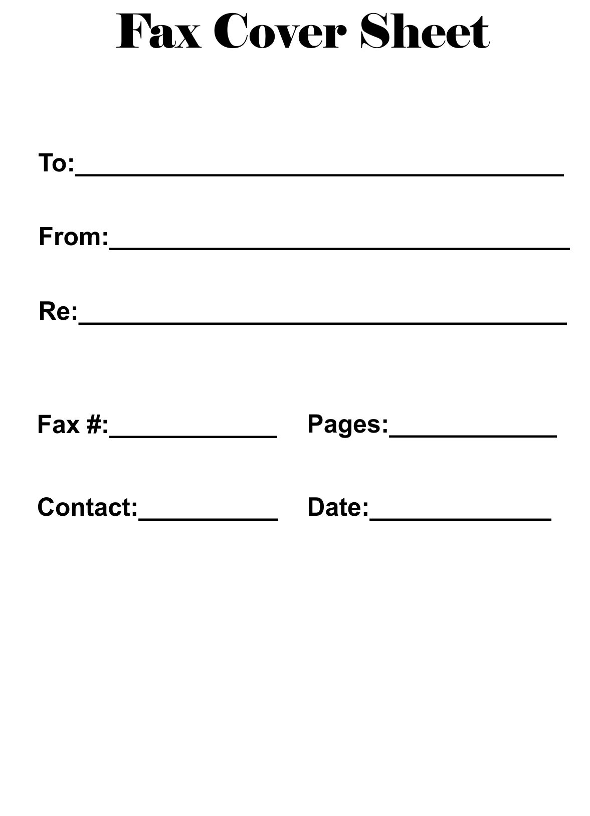 Printable Cover Sheet