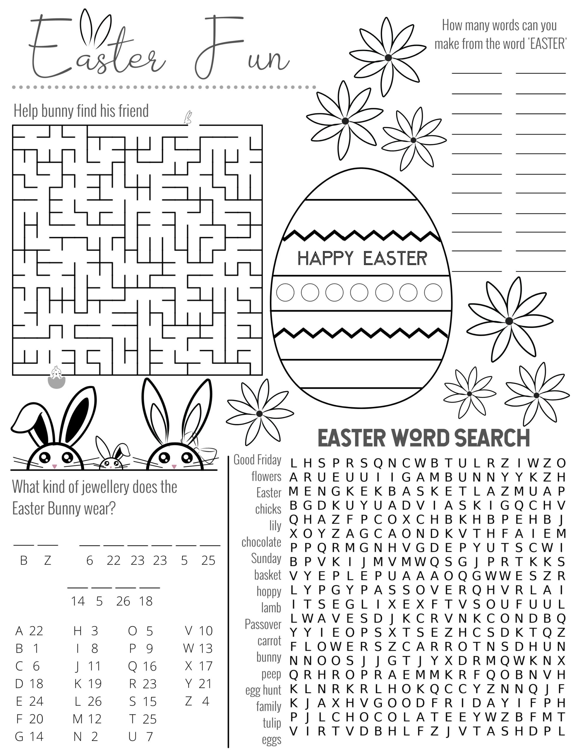 Printable Easter Activity Sheets
