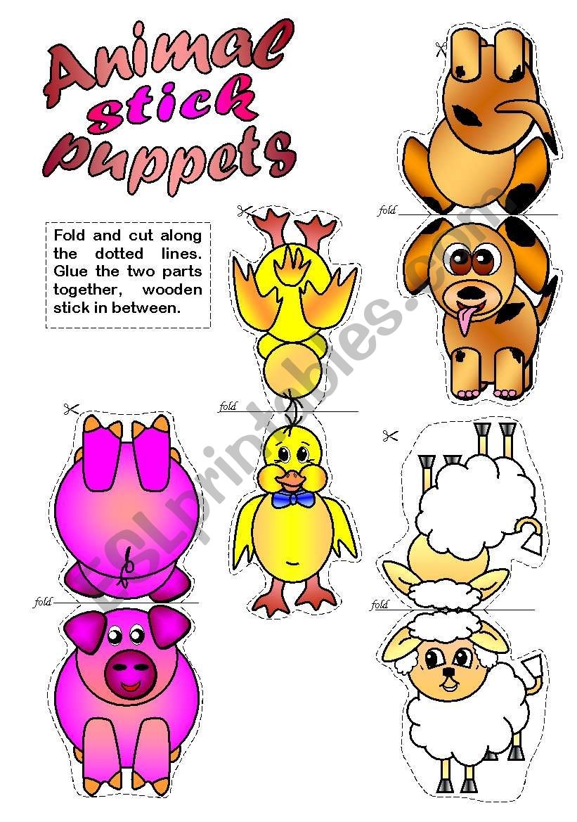 Printable Farm Animal Stick Puppets