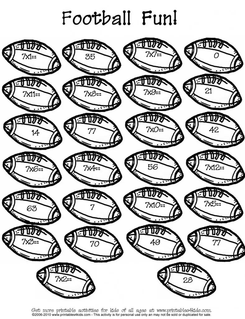 Printable Football Themed Math Worksheets Printables For Kids Free 