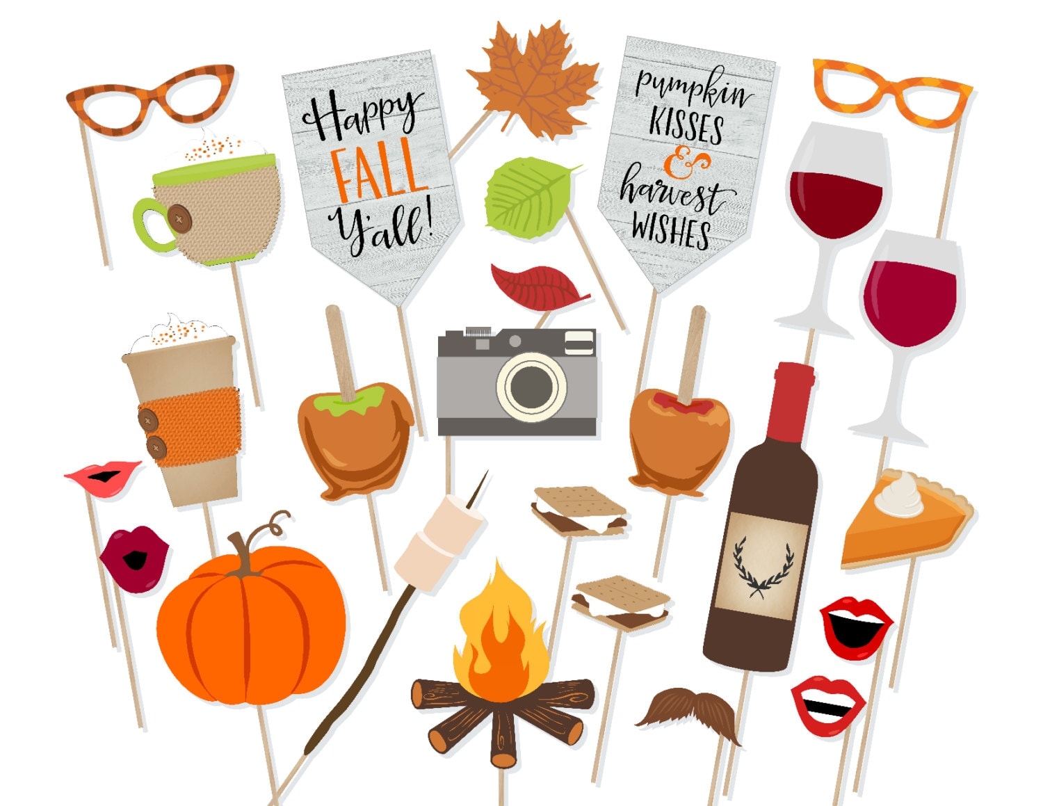 Printable Happy Fall Y 39 all Photo Booth Props Instant