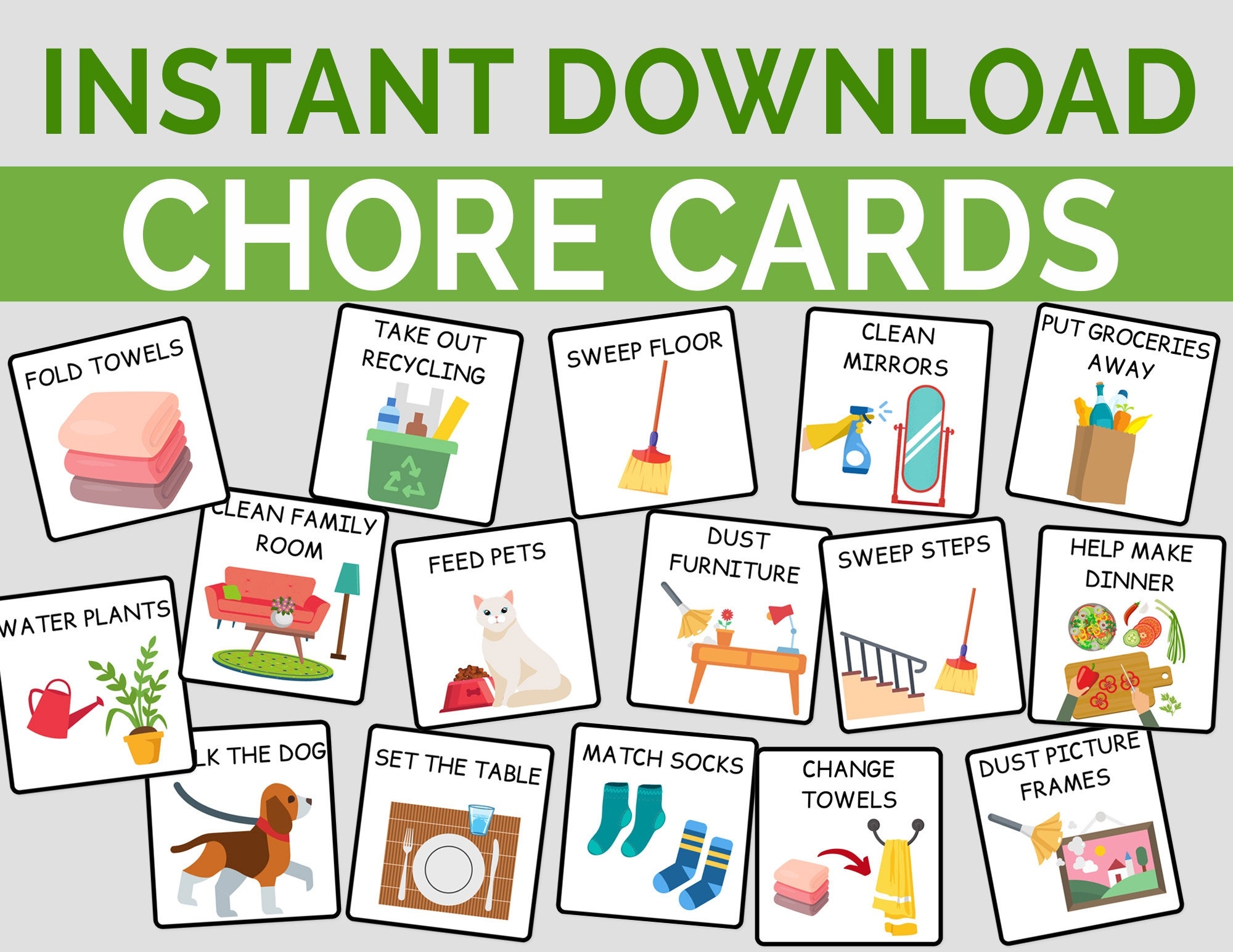 Printable Kids Chore Chart Cards