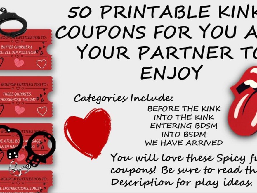 Printable KINKY BDSM Friendly Coupons Love Coupons For Her Him Them