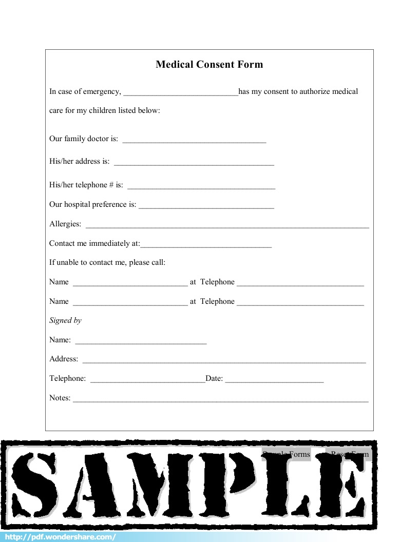 Printable Medical Consent Form Template Printable Forms Free Online