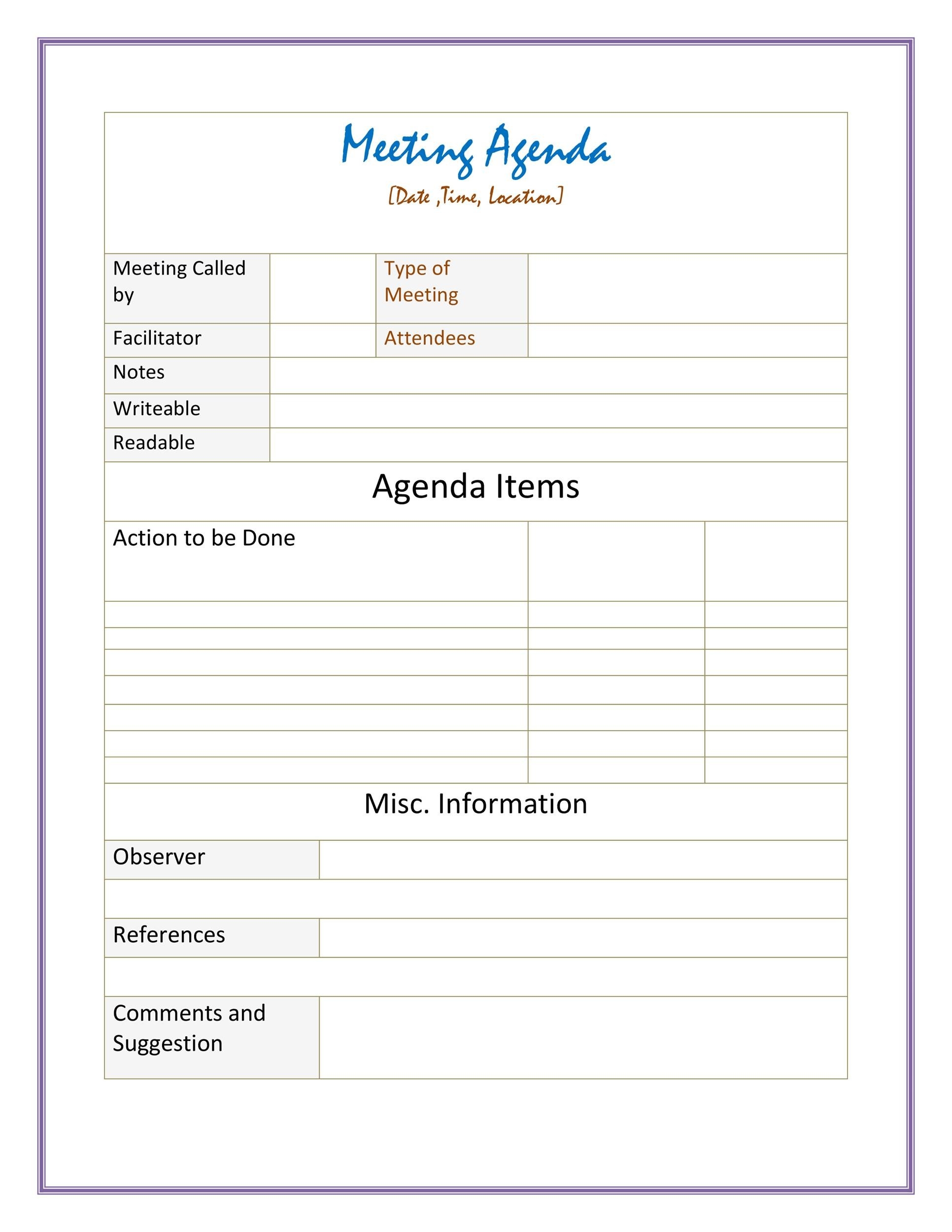 Printable Meeting Agenda Forms Printable Forms Free Online Printable Meeting Agenda Forms Printable Forms Free Online