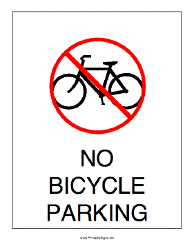 Printable No Bicycle Parking Sign