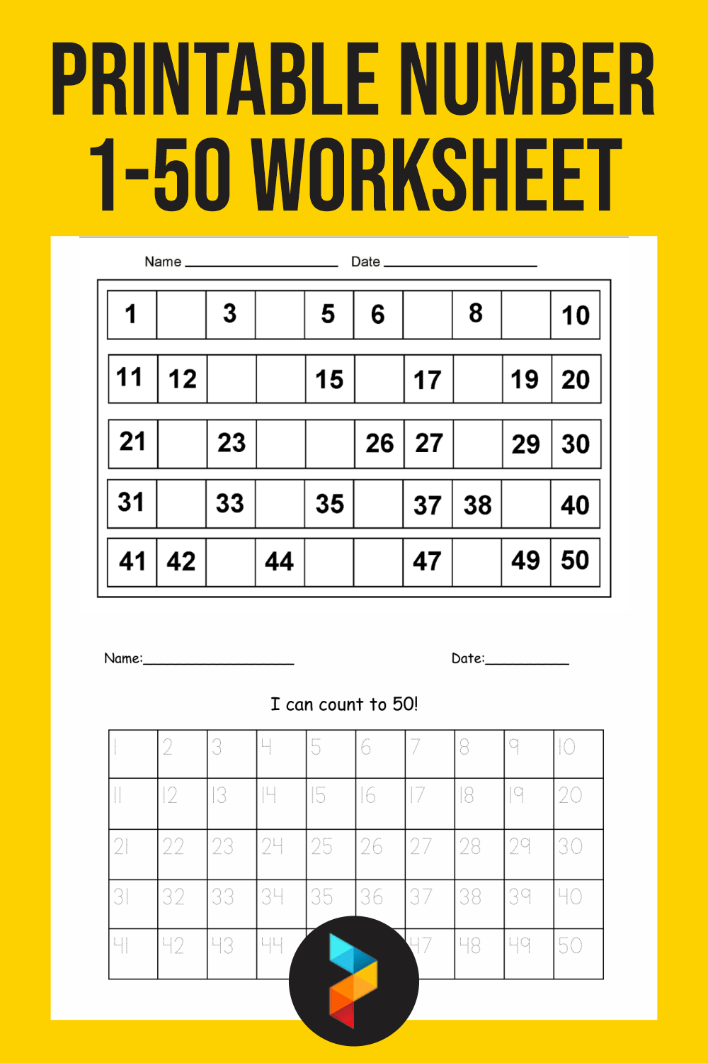 Free Printable Numbers 1-50 Activities And Worksheets