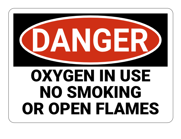 Printable Oxygen In Use No Smoking Or Open Flames Danger Sign