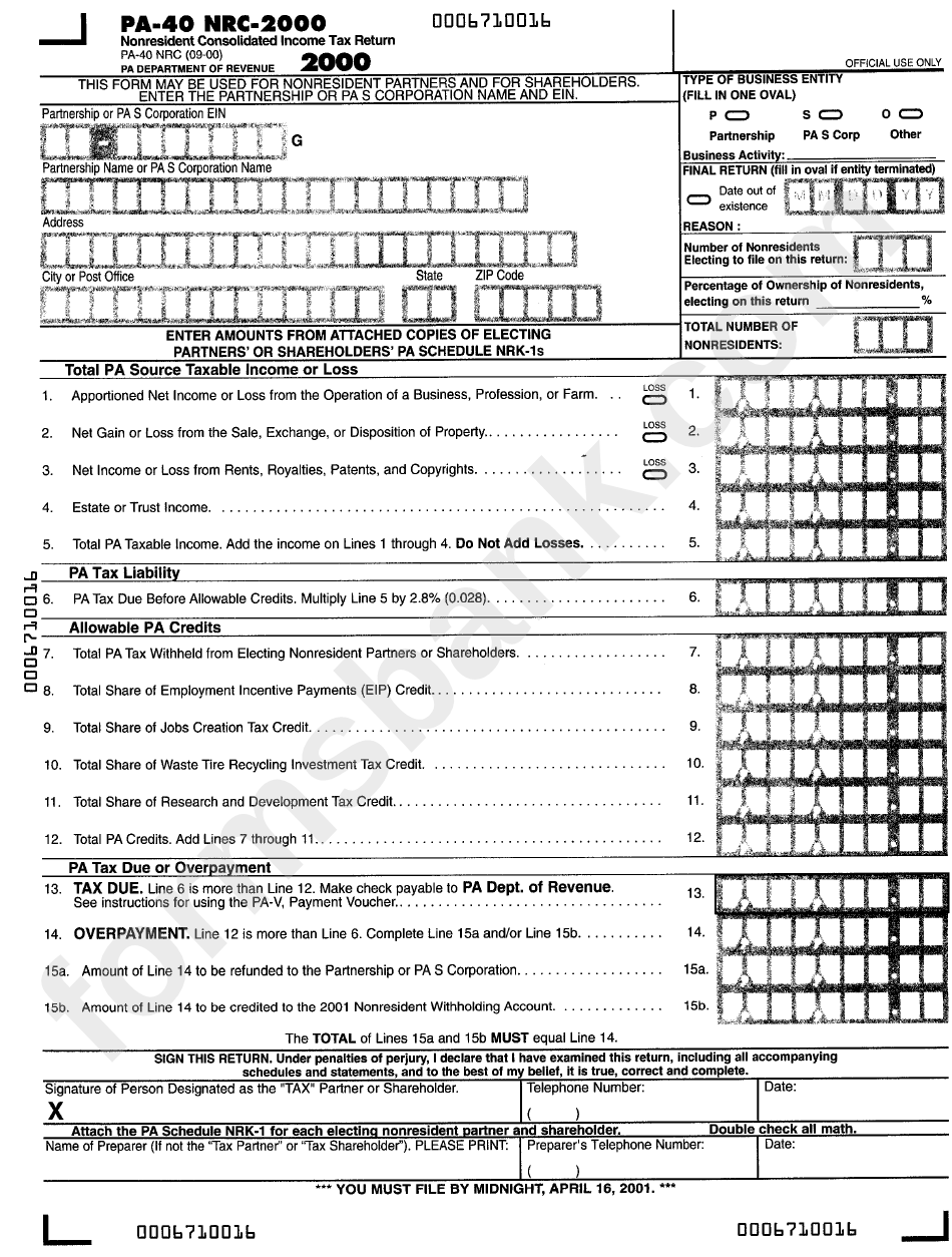 Pa State Tax Return Printable Forms