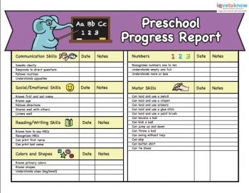 Printable Preschool Progress Reports LoveToKnow