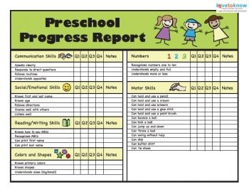 Printable Preschool Progress Reports LoveToKnow