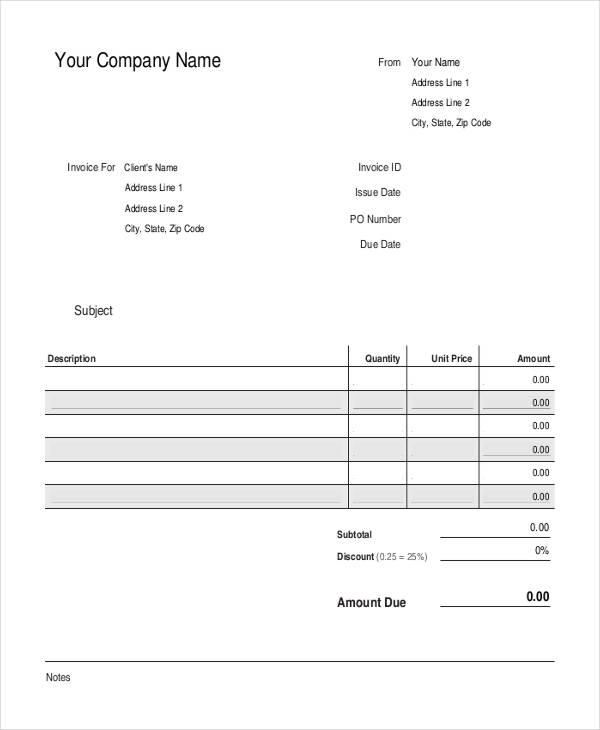 Printable Receipts For Work Done