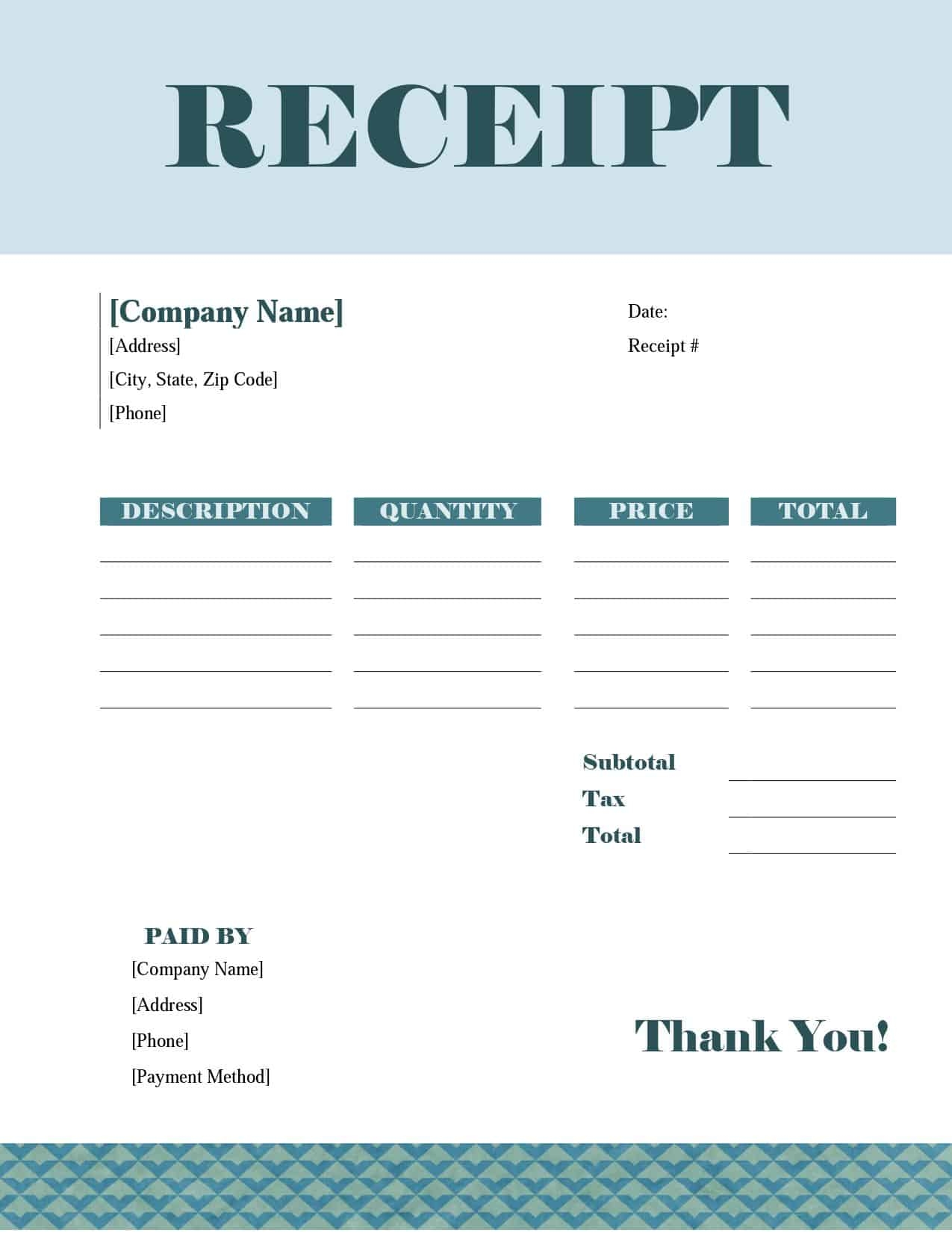 Printable Receipts For Work Done
