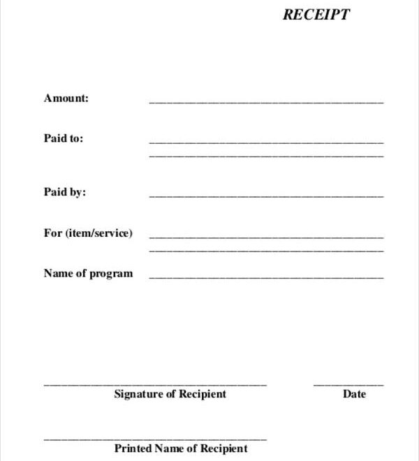 Printable Receipts For Work Done