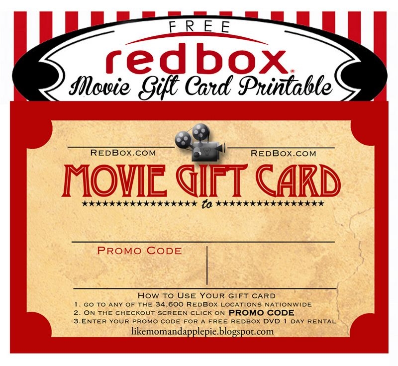 Printable Redbox Gift Cards Printable Templates