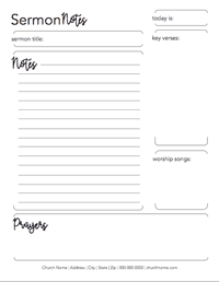 Printable Sermon Note Taking Sheet For Adults